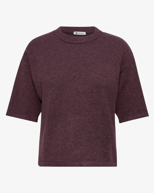 Street One Jumper with 3/4-Sleeve - Rustic Rouge Melange