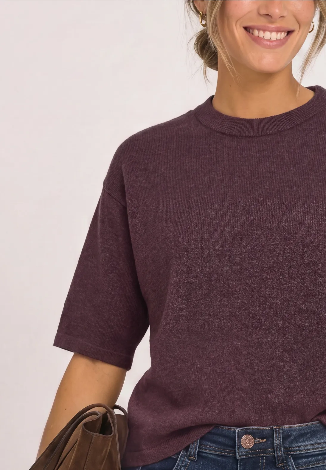 Street One Trui met 3/4-Mouw - Rustic Rouge Melange
