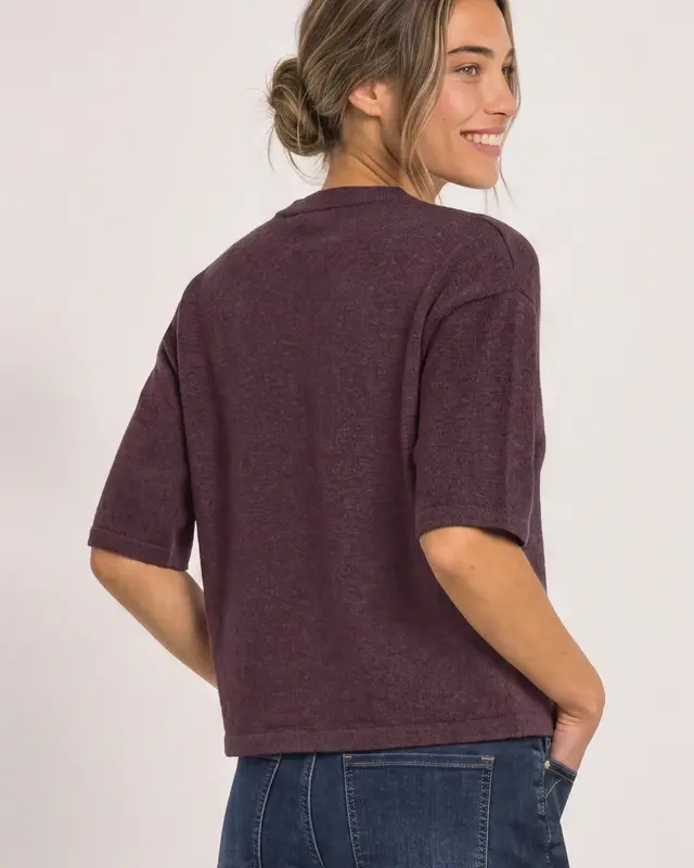Street One Jumper with 3/4-Sleeve - Rustic Rouge Melange