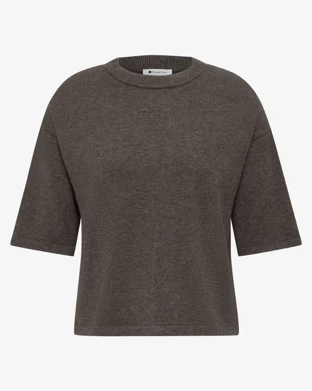 Street One Jumper with 3/4-Sleeve - Black Coffee Melange