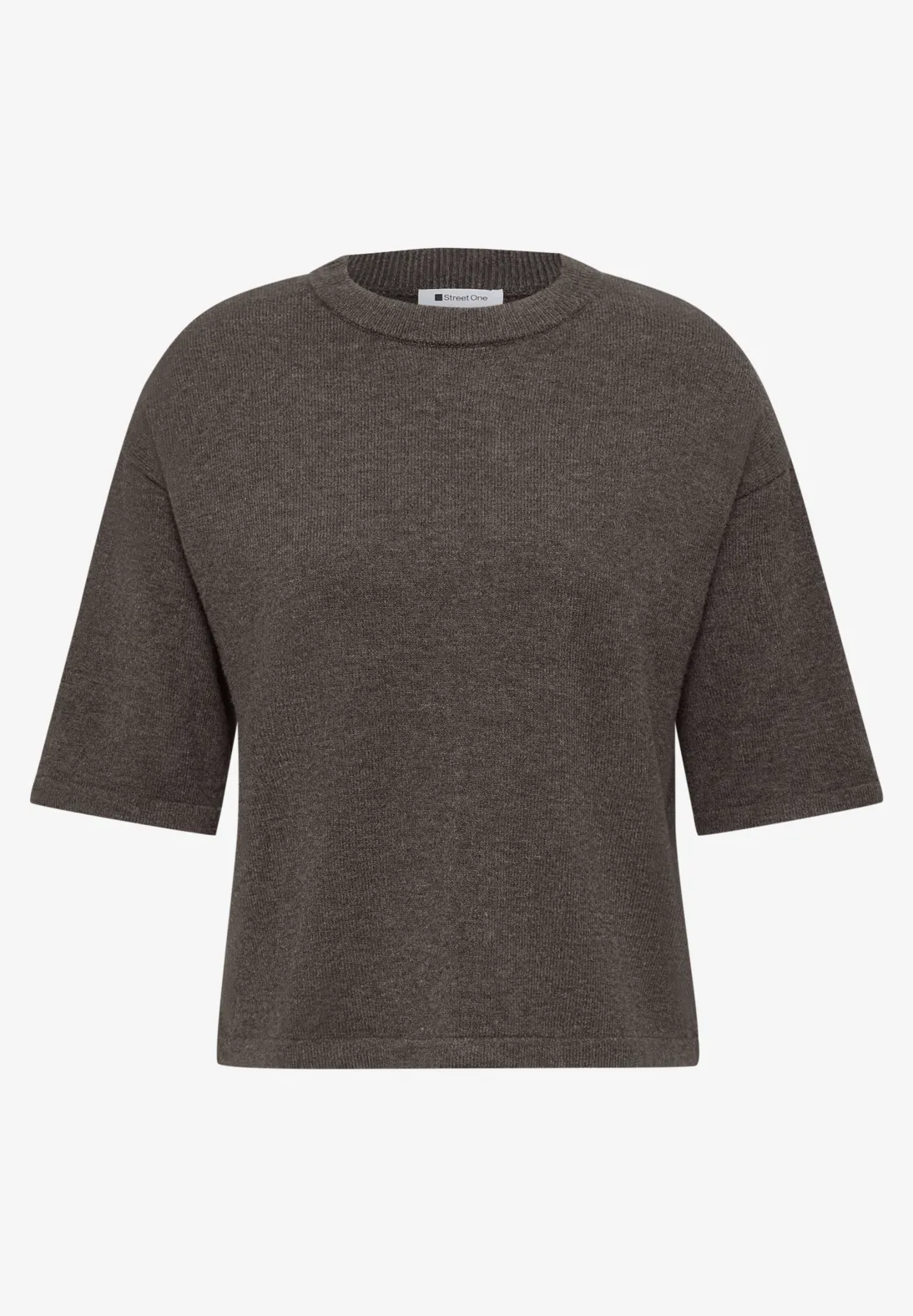 Street One Jumper with 3/4-Sleeve - Black Coffee Melange