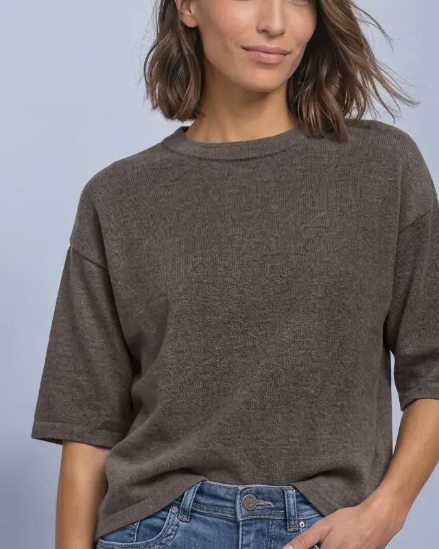 Street One Jumper with 3/4-Sleeve - Black Coffee Melange