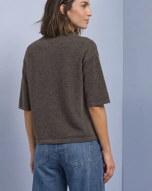 Street One Jumper with 3/4-Sleeve - Black Coffee Melange