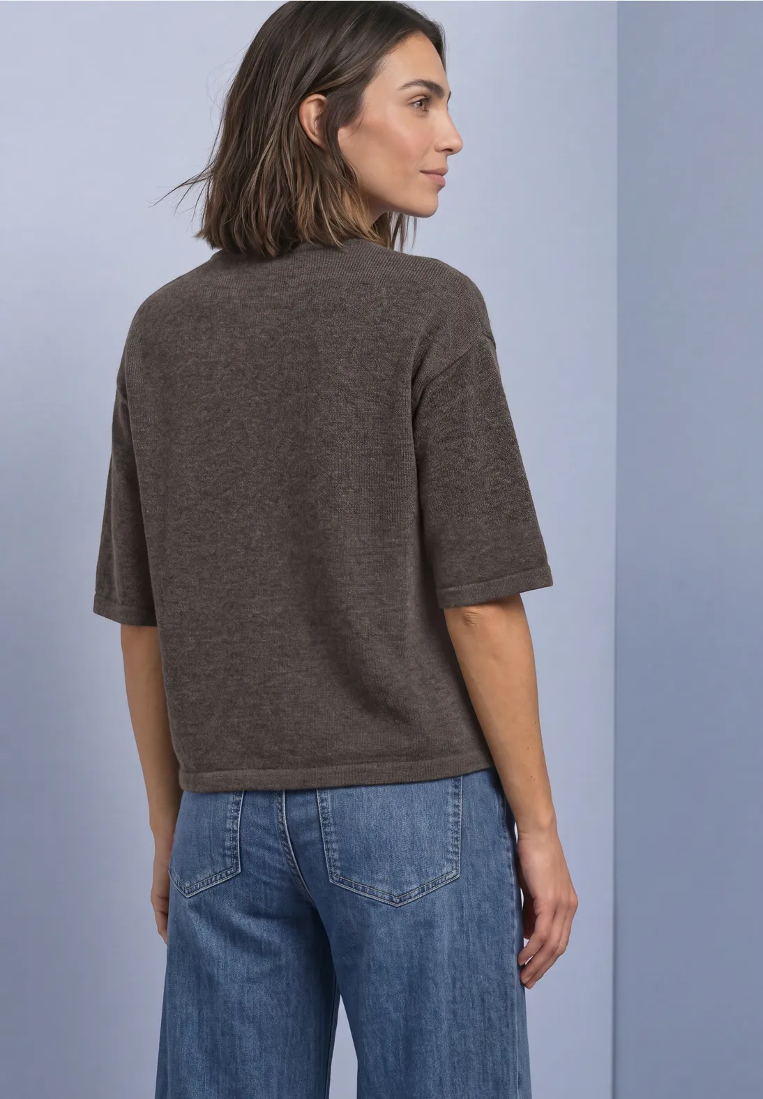 Street One Jumper with 3/4-Sleeve - Black Coffee Melange
