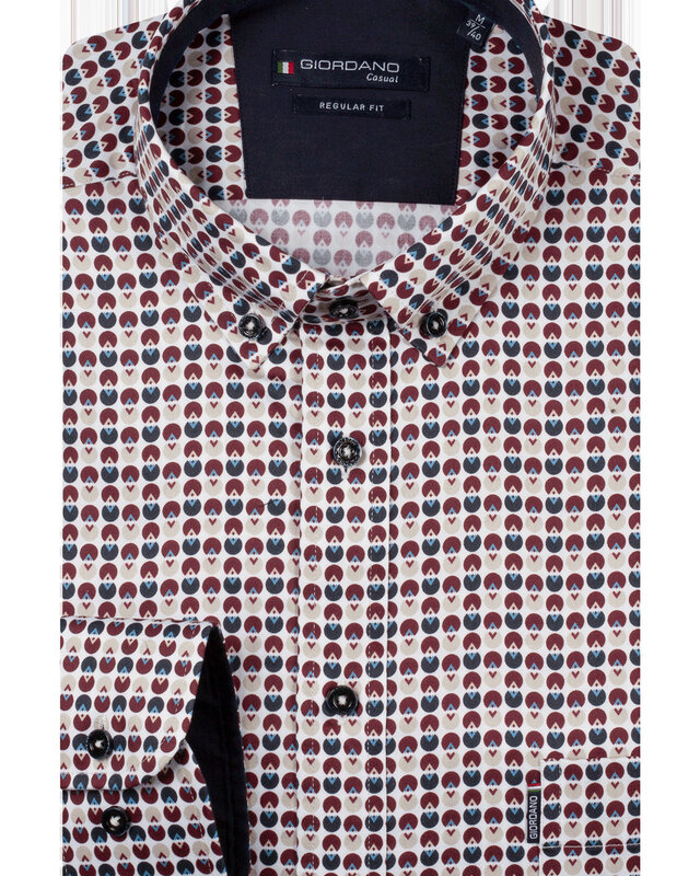 Giordano Satin Stretch Hemd - Dark Red