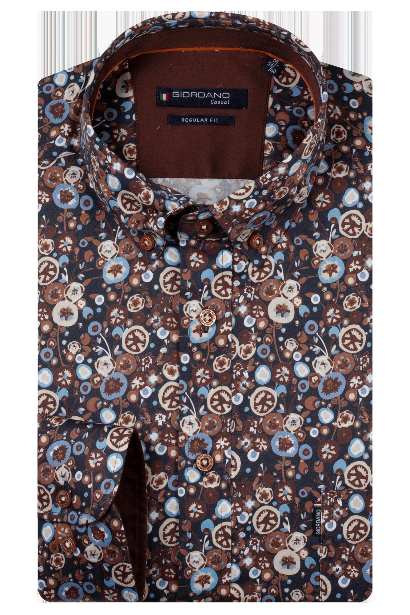 Giordano Print Hemd, Stretch - Navy