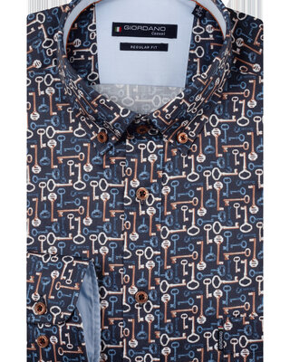 Giordano Sleutel Print Overhemd - Navy