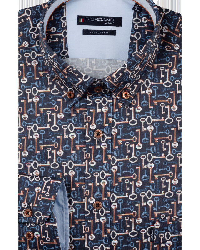 Giordano Print Hemd - Navy
