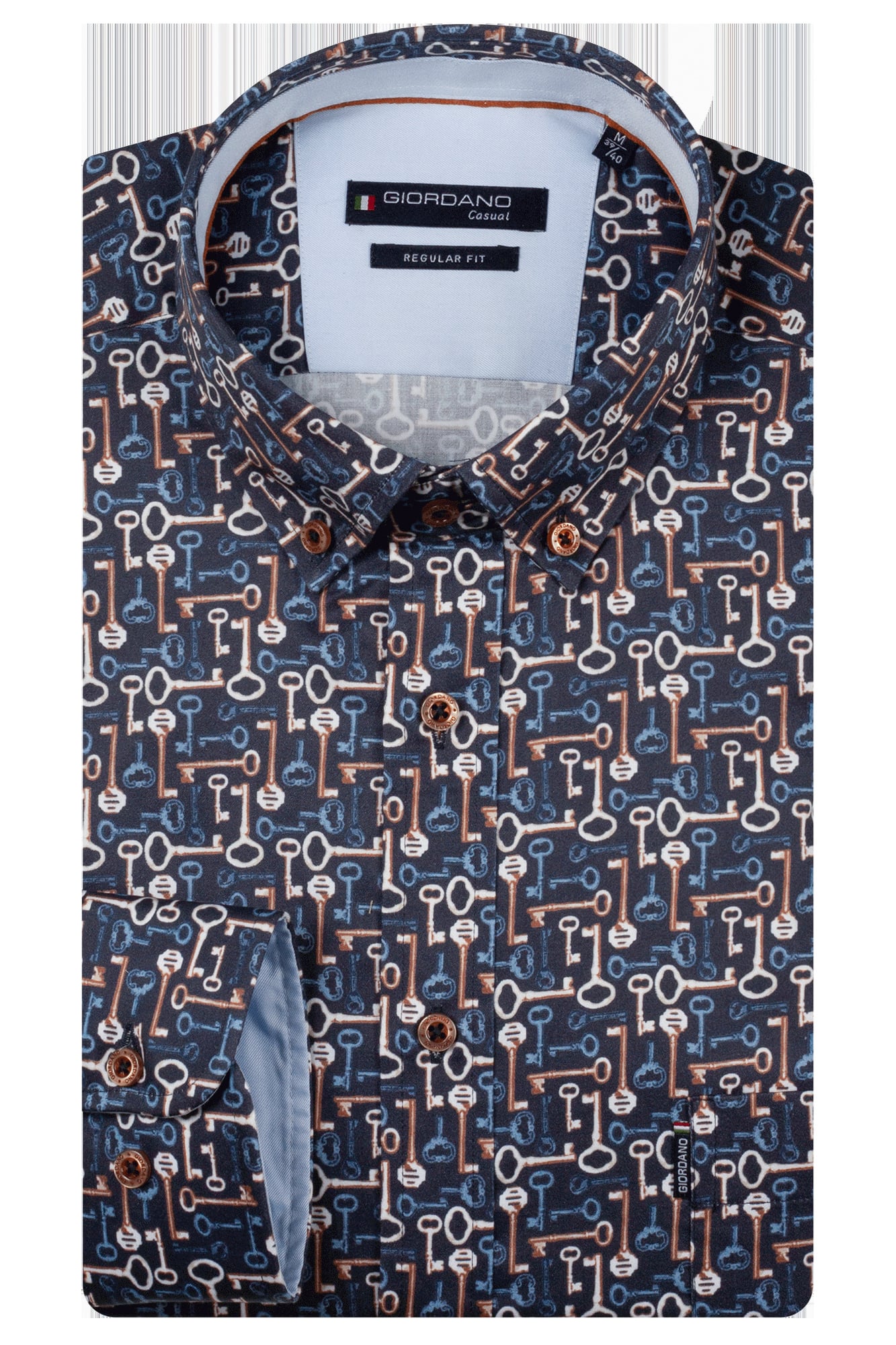 Giordano Sleutel Print Overhemd - Navy