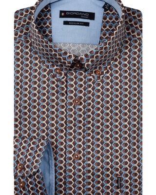 Giordano Overhemd Geometrische Print - Chocolate Brown