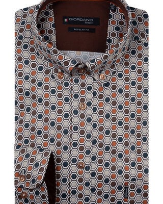 Giordano Grafisch Overhemd - Chocolate Brown
