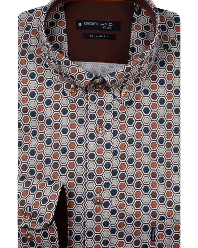 Giordano Grafisch Overhemd - Chocolate Brown