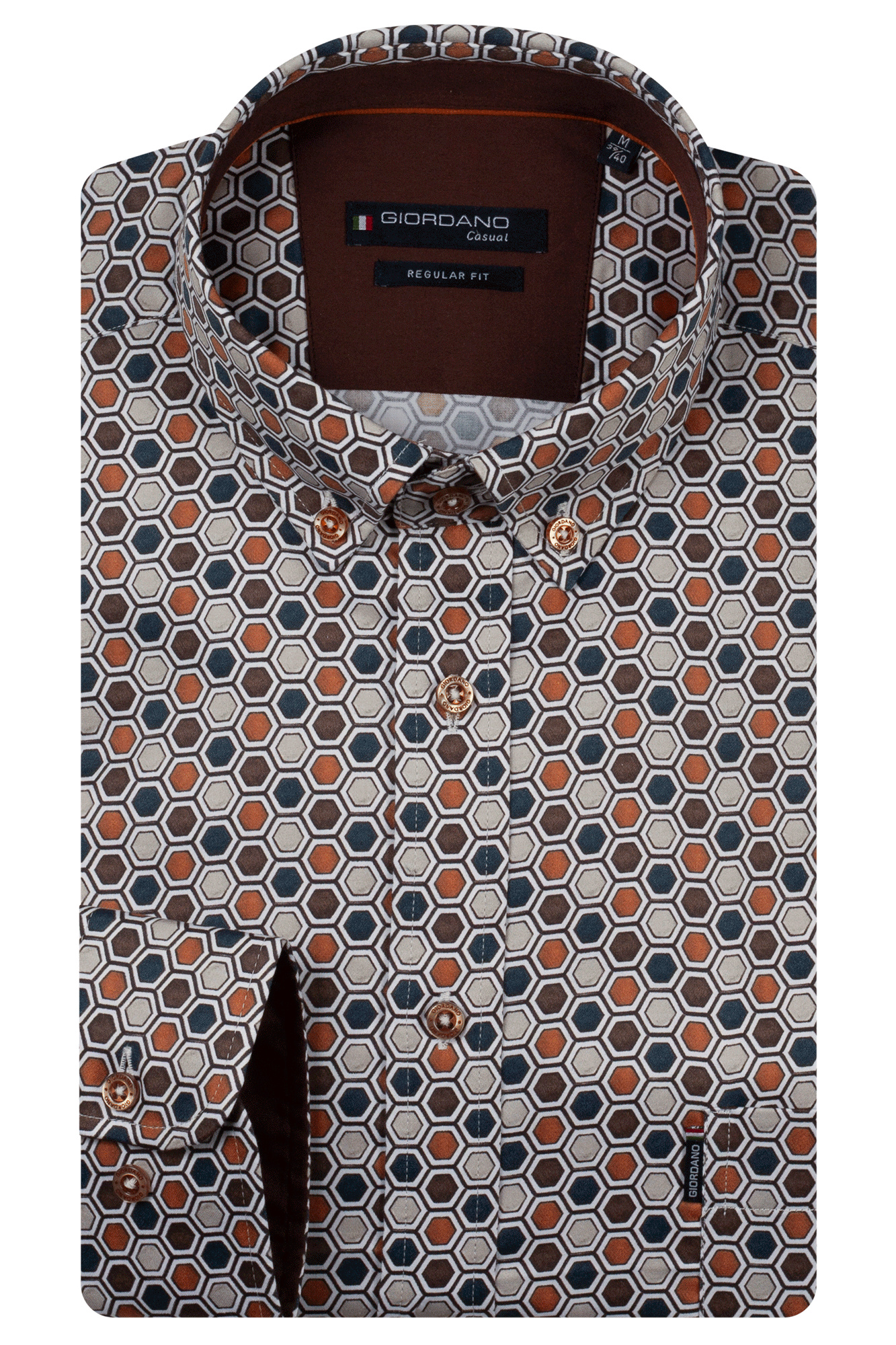 Giordano Grafisch Overhemd - Chocolate Brown