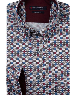 Giordano Grafisch Overhemd - Dark Red