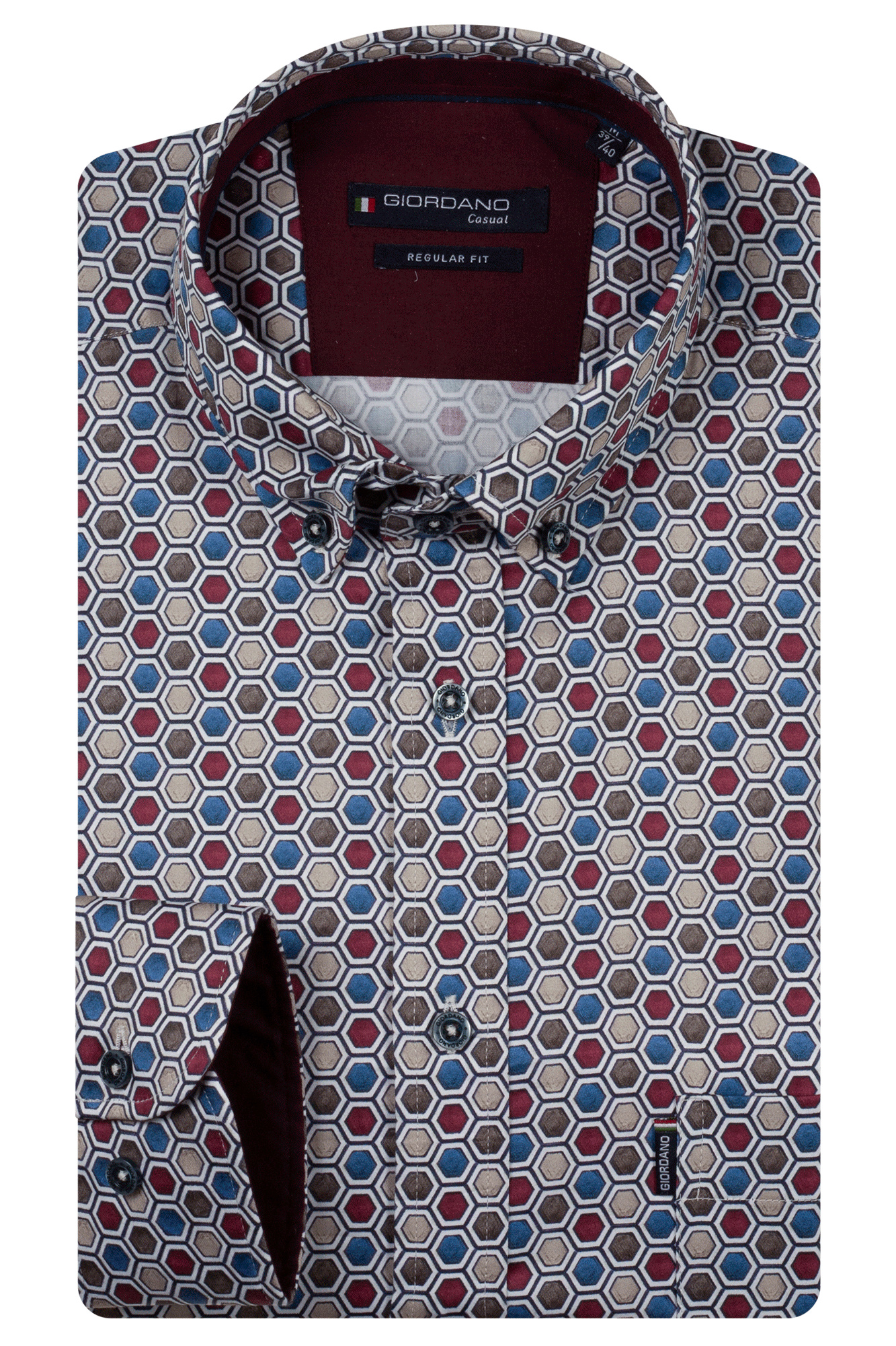 Giordano Grafik Print Hemd - Dark Red