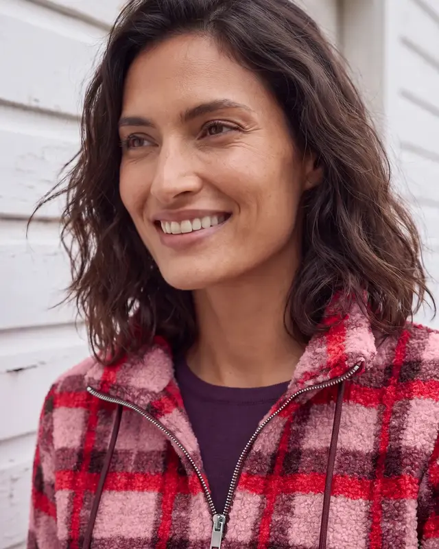 Cecil Teddy Shirt with Check - Velvet Rose