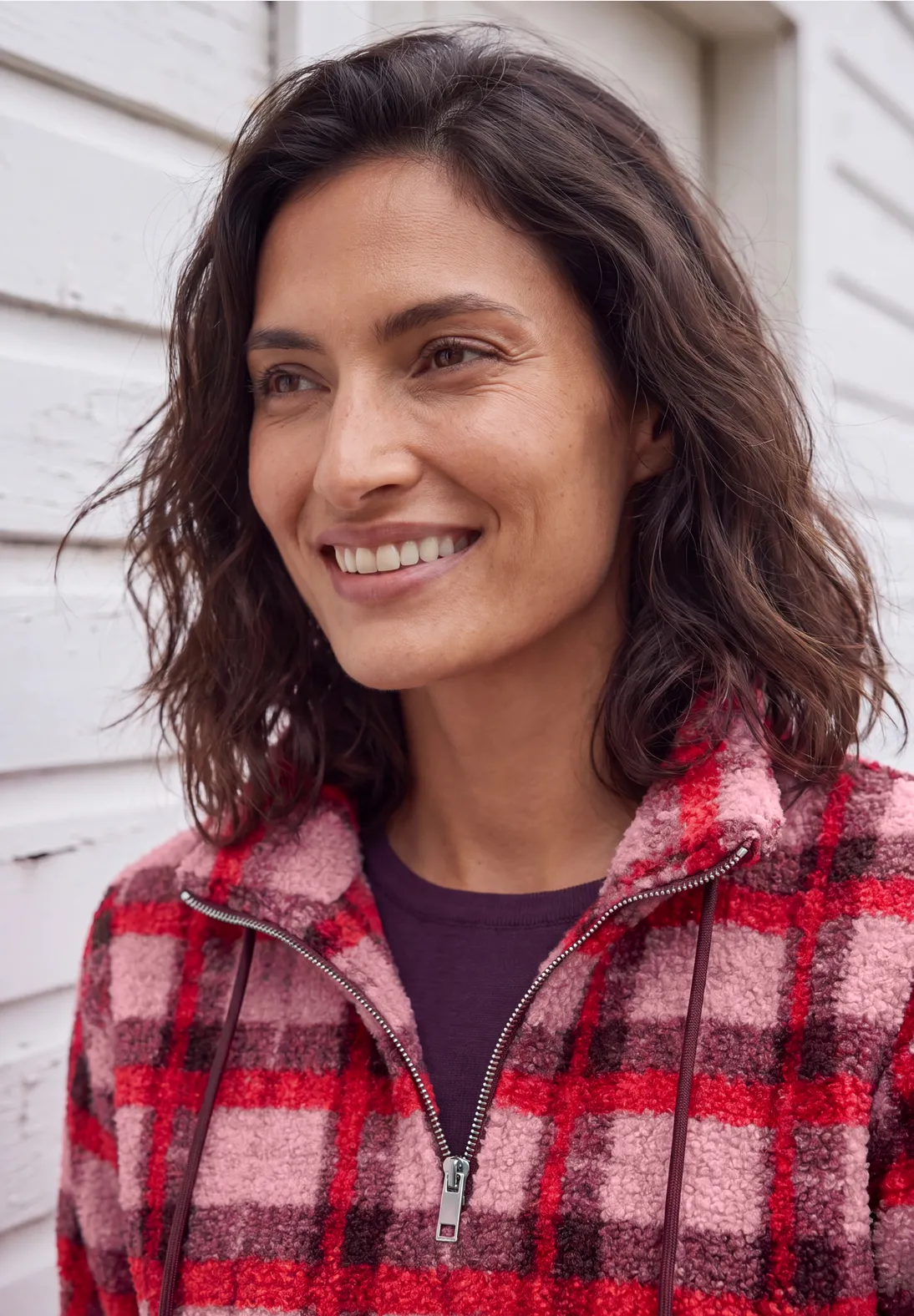 Cecil Teddy Shirt with Check - Velvet Rose