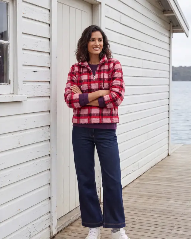 Cecil Teddy Shirt with Check - Velvet Rose