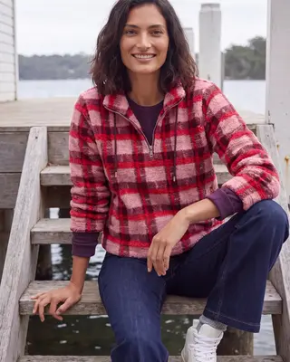 Cecil Teddy Shirt with Check - Velvet Rose