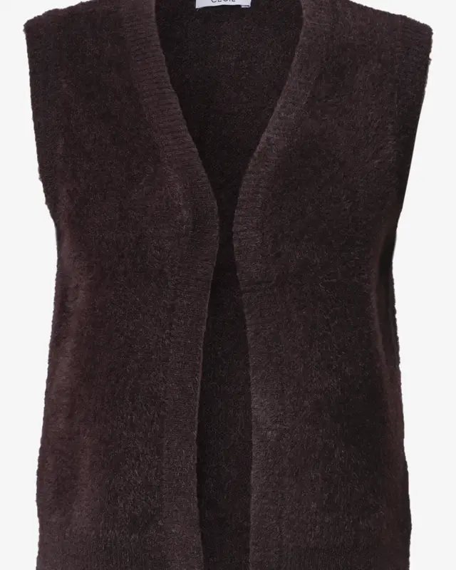 Cecil Open Cardigan, Feather Yarn - Berry Red