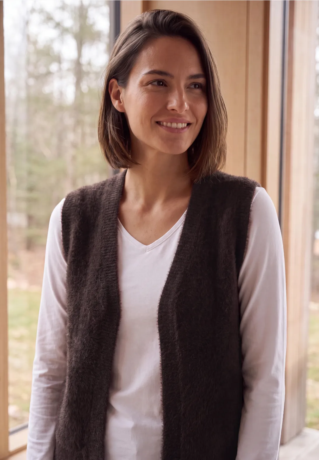 Cecil Open Cardigan, Federgarn - Berry Red