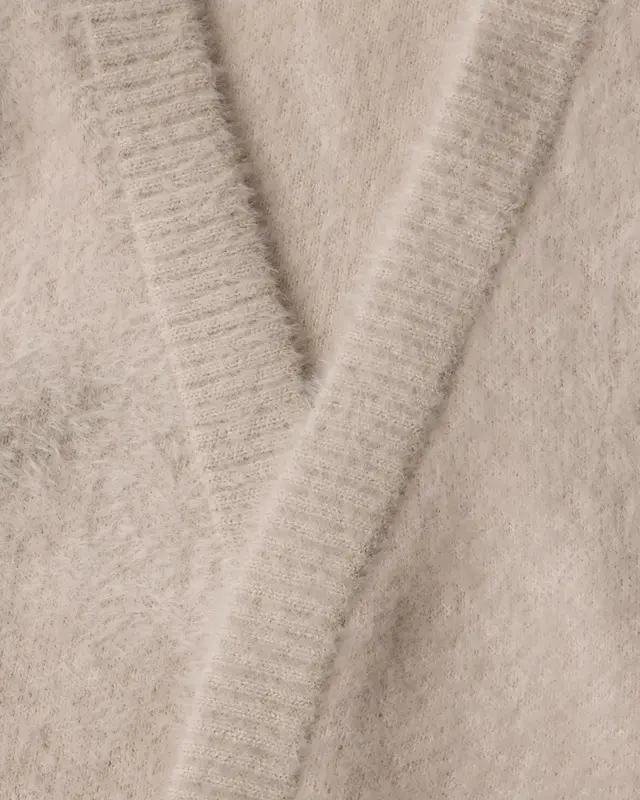Cecil Open Cardigan, Feather Yarn - Cashmere Beige