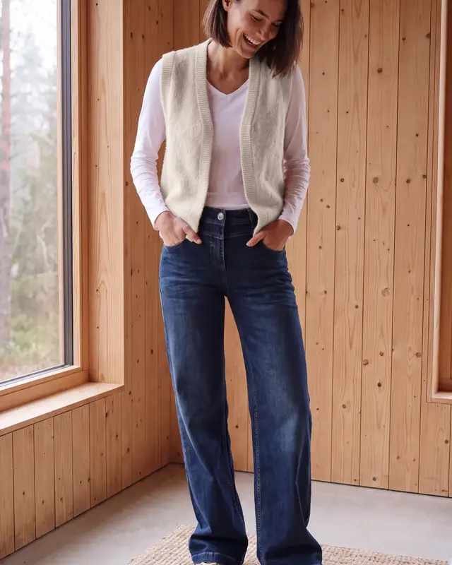 Cecil Open Cardigan, Feather Yarn - Cashmere Beige