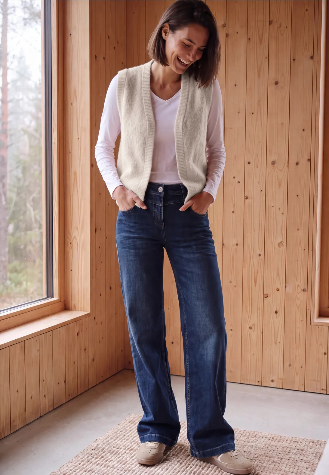 Cecil Open Cardigan, Federgarn - Cashmere Beige