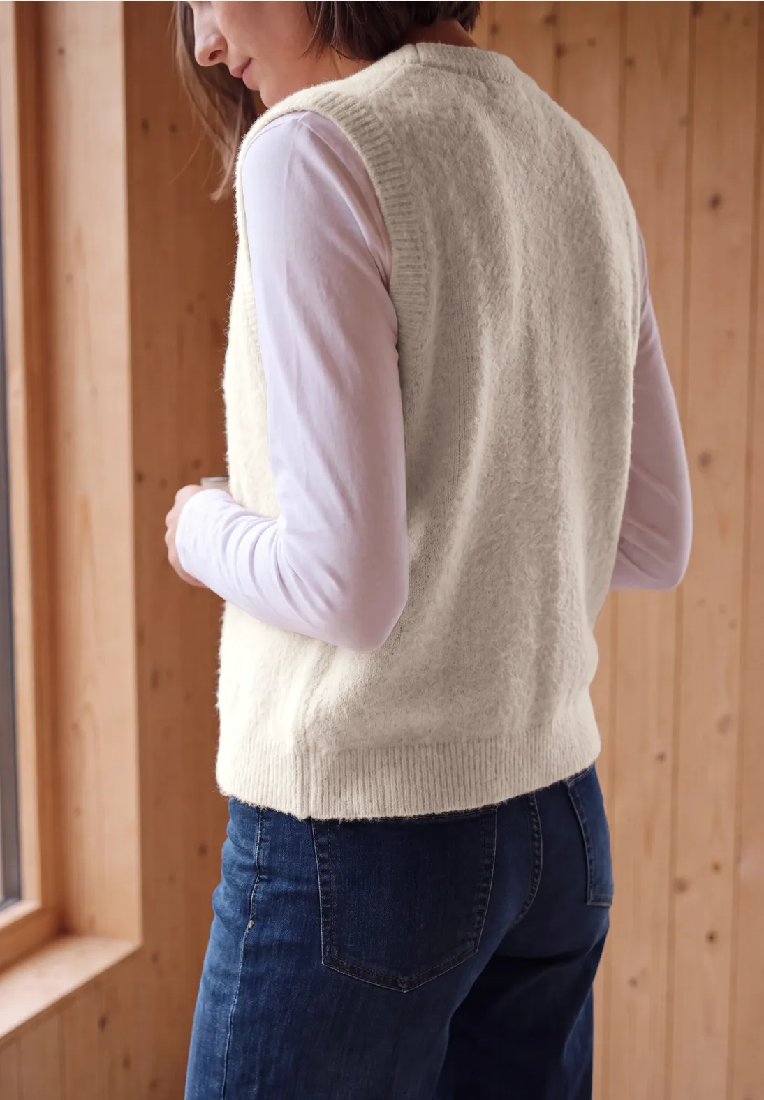 Cecil Open Cardigan, Federgarn - Cashmere Beige