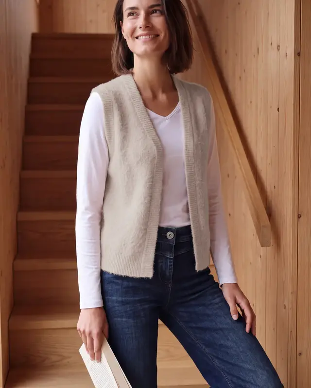 Cecil Open Cardigan, Federgarn - Cashmere Beige