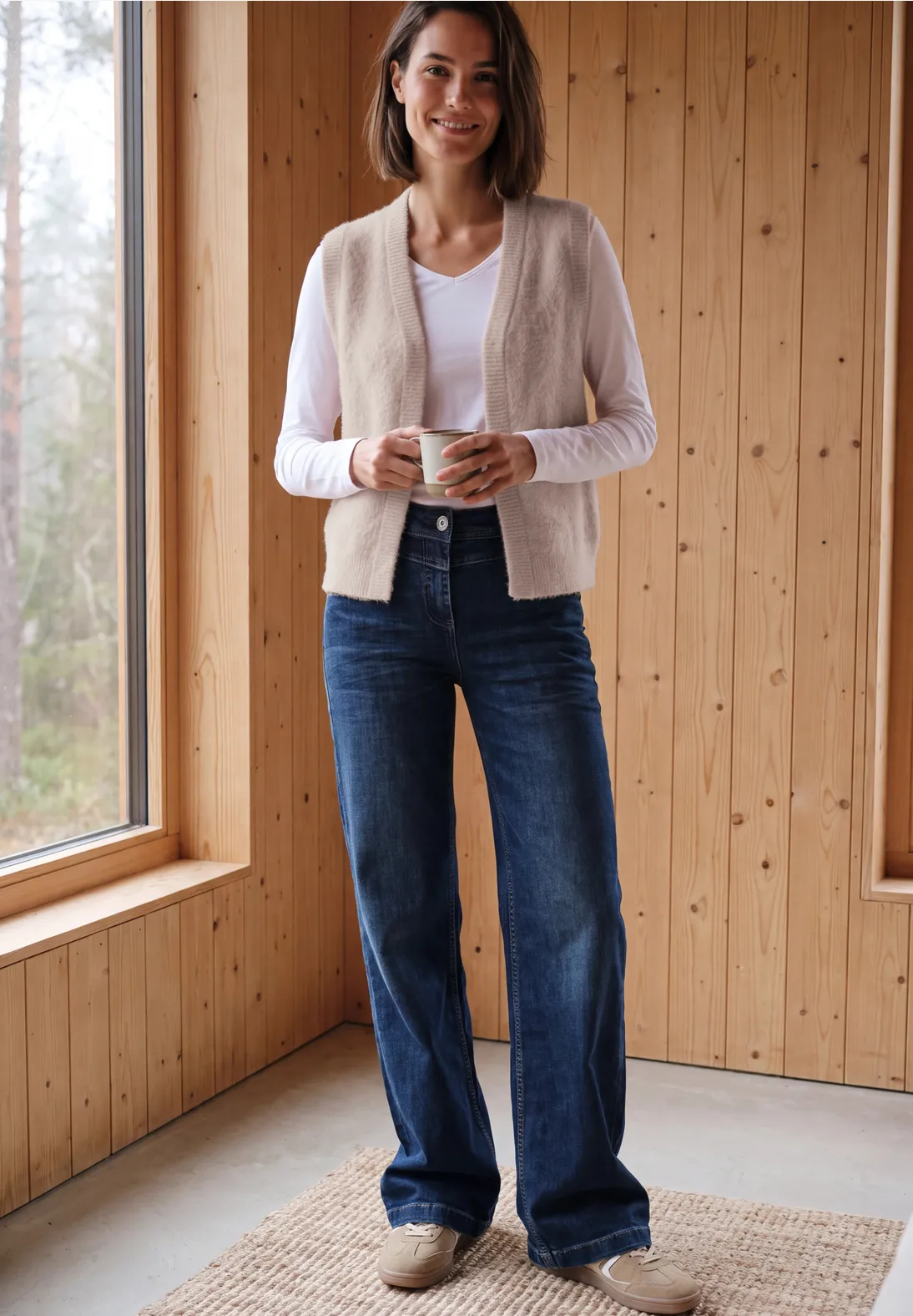 Cecil Open Cardigan, Federgarn - Cashmere Beige