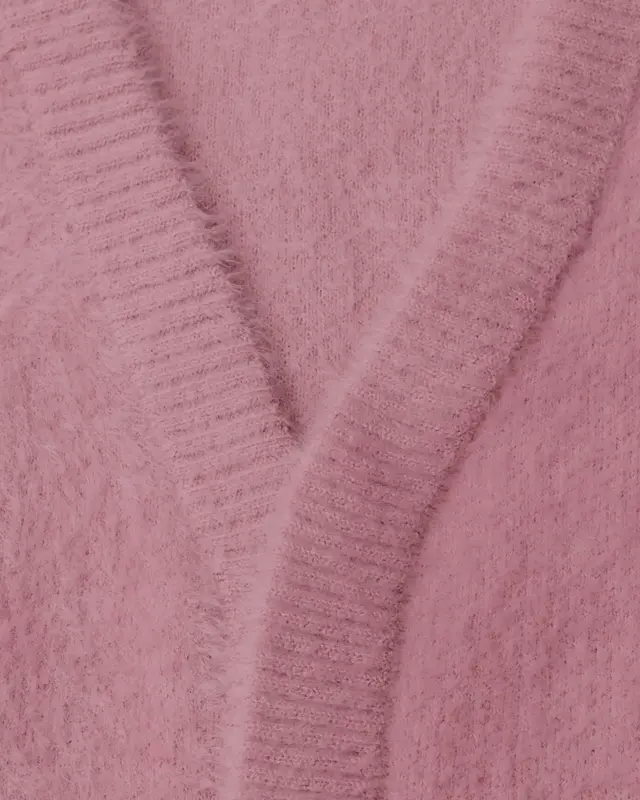 Cecil Open Cardigan, Feather Yarn - Velvet Rose