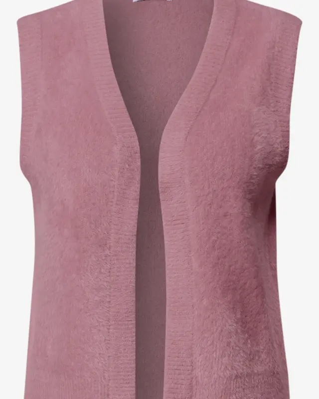 Cecil Open Cardigan, Feather Yarn - Velvet Rose