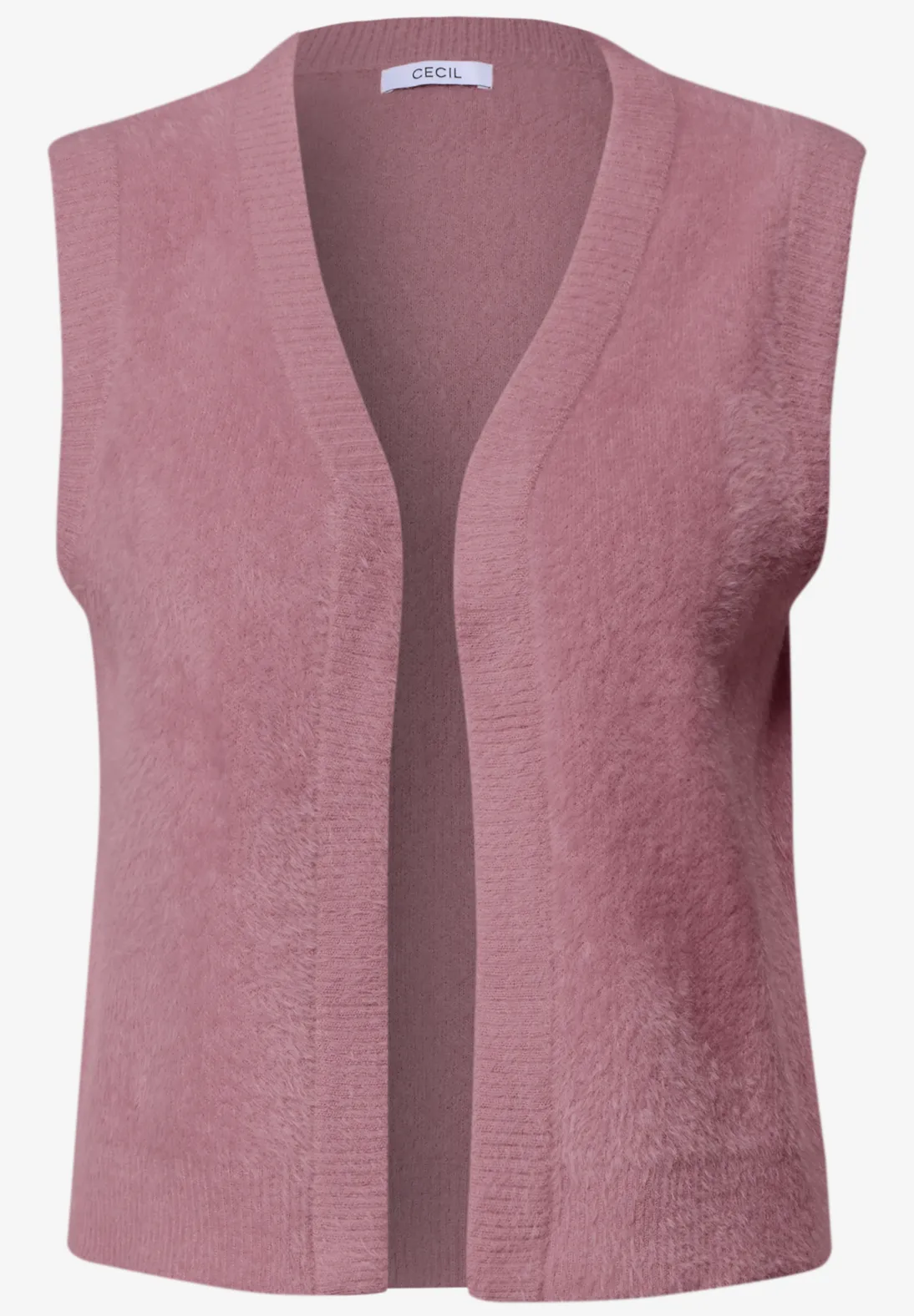 Cecil Open Cardigan, Feather Yarn - Velvet Rose