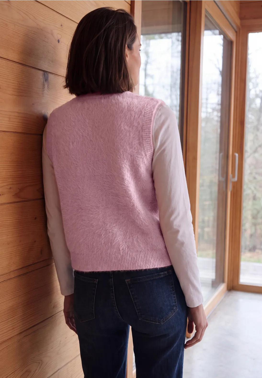 Cecil Open Cardigan, Federgarn - Velvet Rose