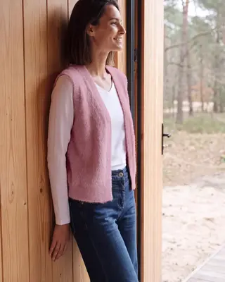 Cecil Open Cardigan, Federgarn - Velvet Rose