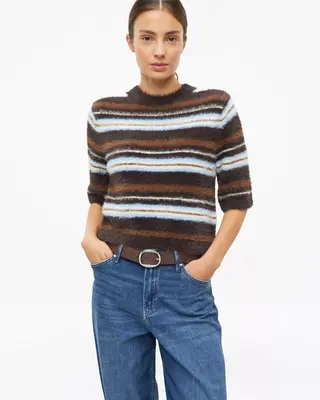 S. Oliver Weicher Strick Pullover Kurzarm - Dark Brown