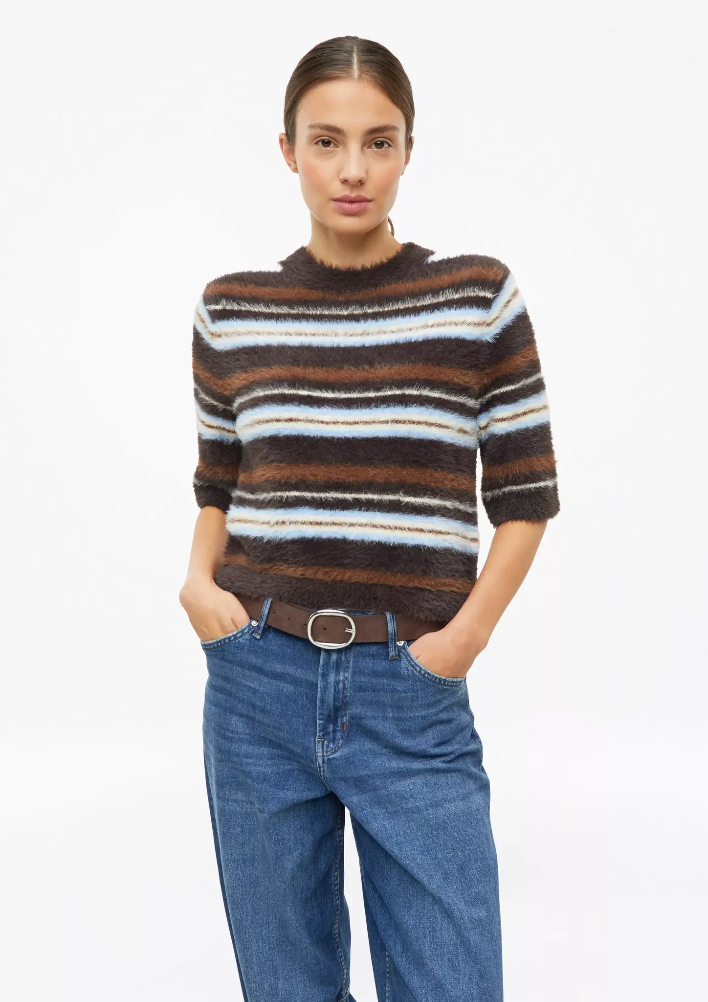 S. Oliver Soft Knit Jumper Short Sleeve - Dark Brown