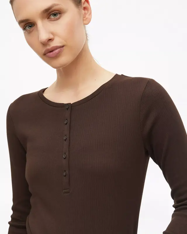 S. Oliver Henley Shirt - Dark Brown