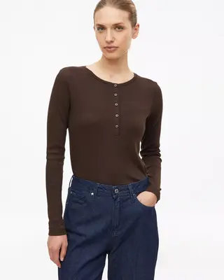 S. Oliver Henley Shirt - Dark Brown