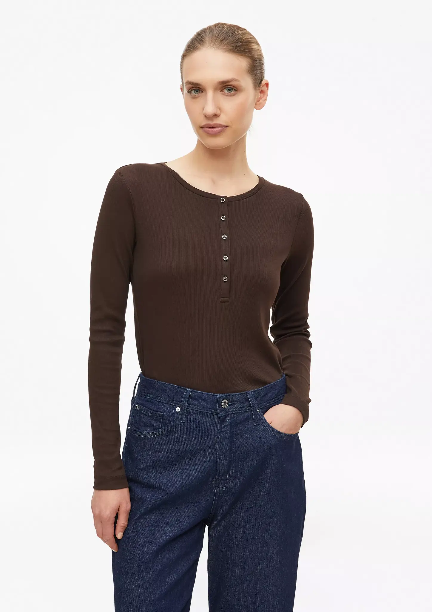 S. Oliver Henley Shirt - Dark Brown
