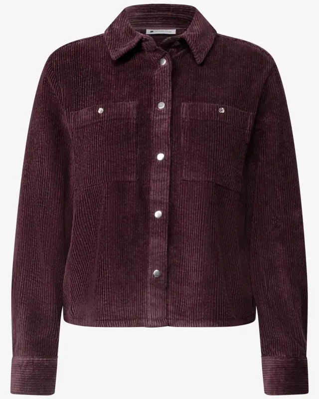 Street One Cordbluse mit Brusttaschen – Rustic Rouge