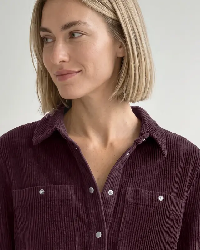 Street One Corduroy Blouse with Chest Pockets – Rustic Rouge