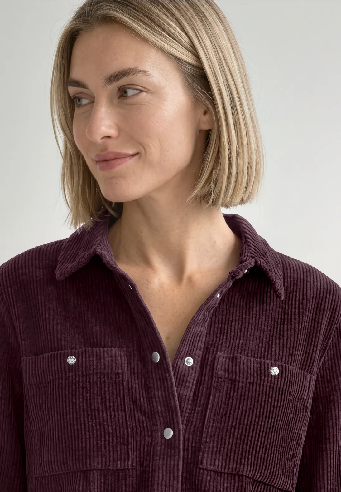Street One Corduroy Blouse met Borstzakken - Rustic Rouge