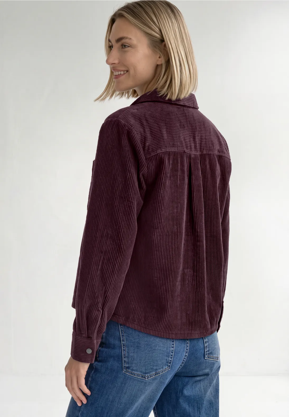 Street One Corduroy Blouse with Chest Pockets – Rustic Rouge