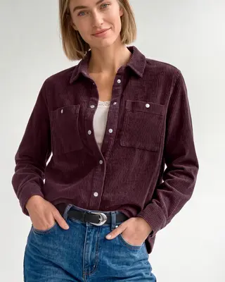 Street One Corduroy Blouse met Borstzakken - Rustic Rouge