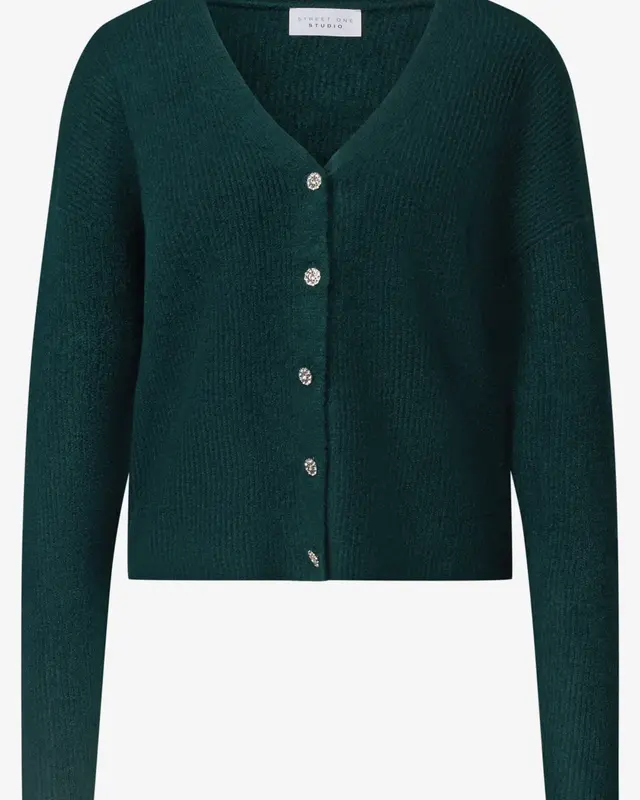 Street One Studio Vest met V-Hals - Mossed Green Melange