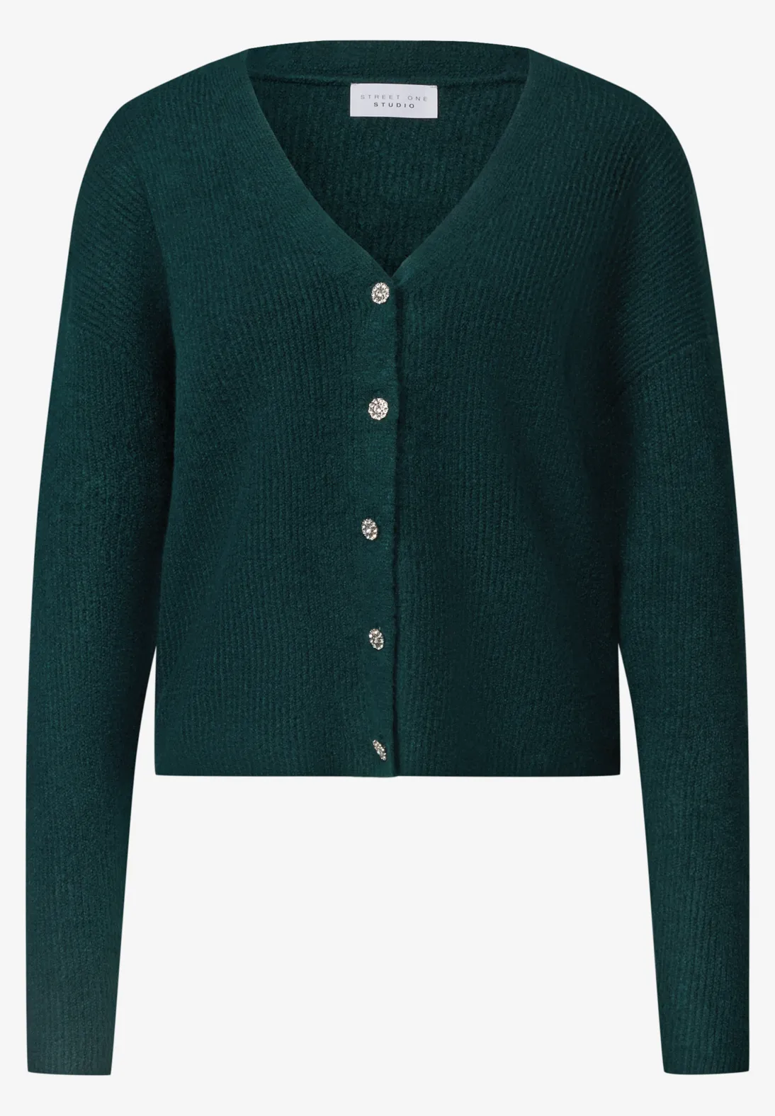 Street One Studio Vest met V-Hals - Mossed Green Melange