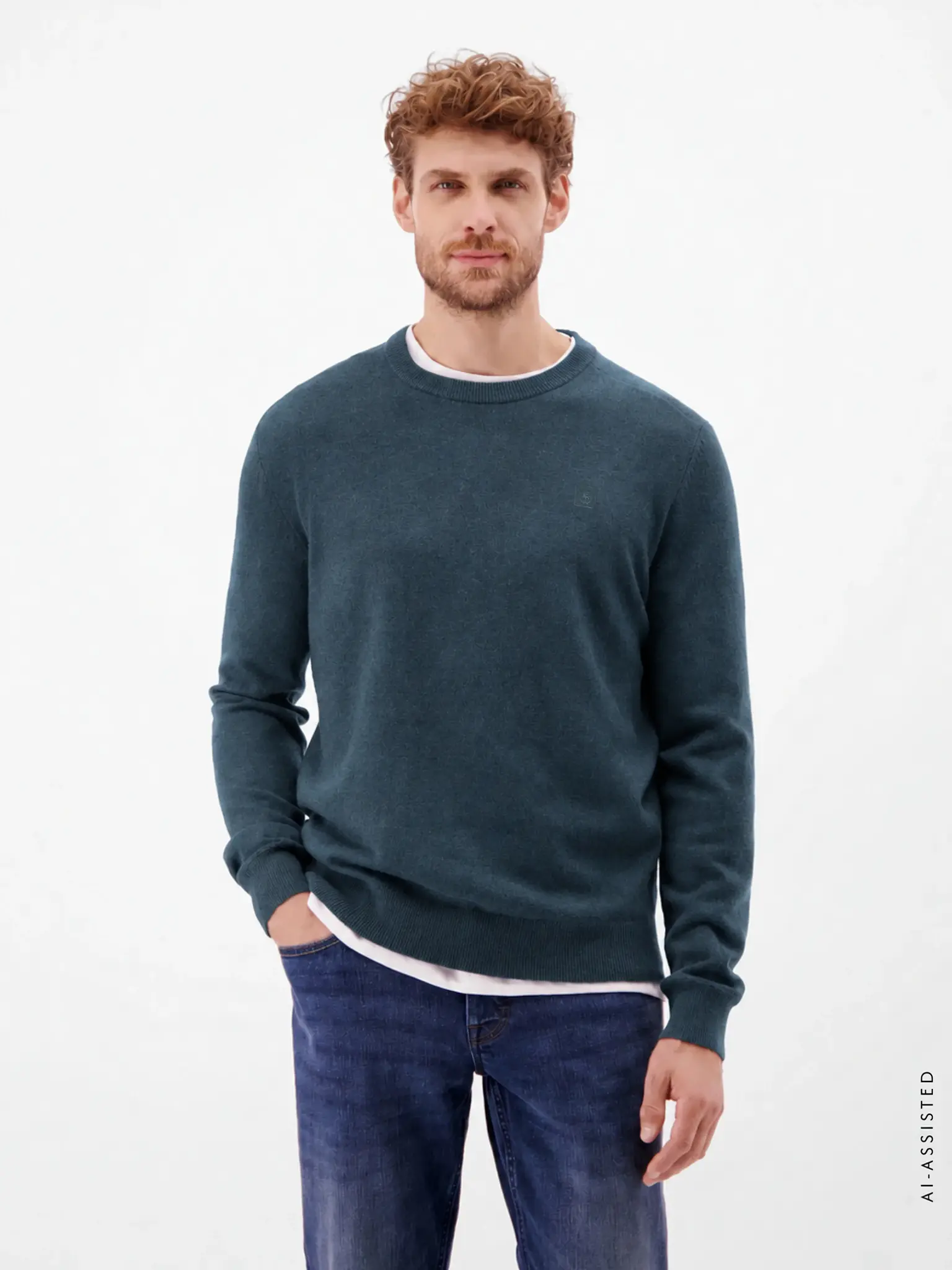 Lerros Sporty Jumper, BCI Cotton – Cedar Green