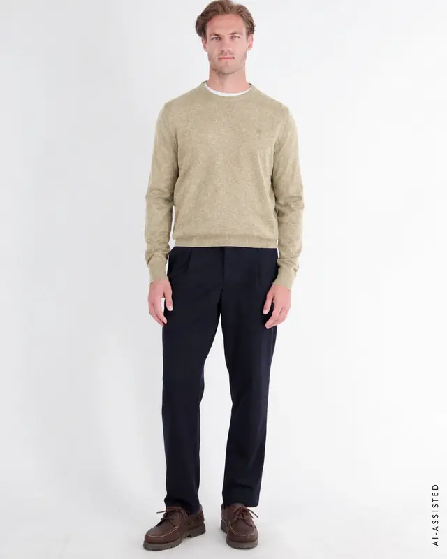 Lerros Sportieve Trui, Duurzaam Katoen - Tender Beige Melange